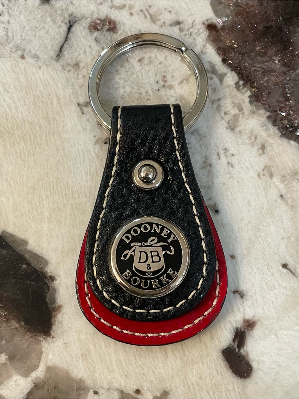 Dooney & Bourke Black and Red Leather Key Fob Chain